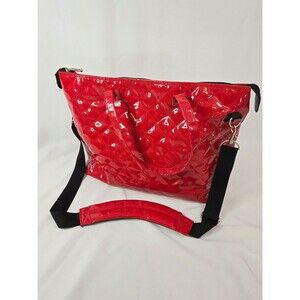 Large Quilted Patent Red Tote Bag